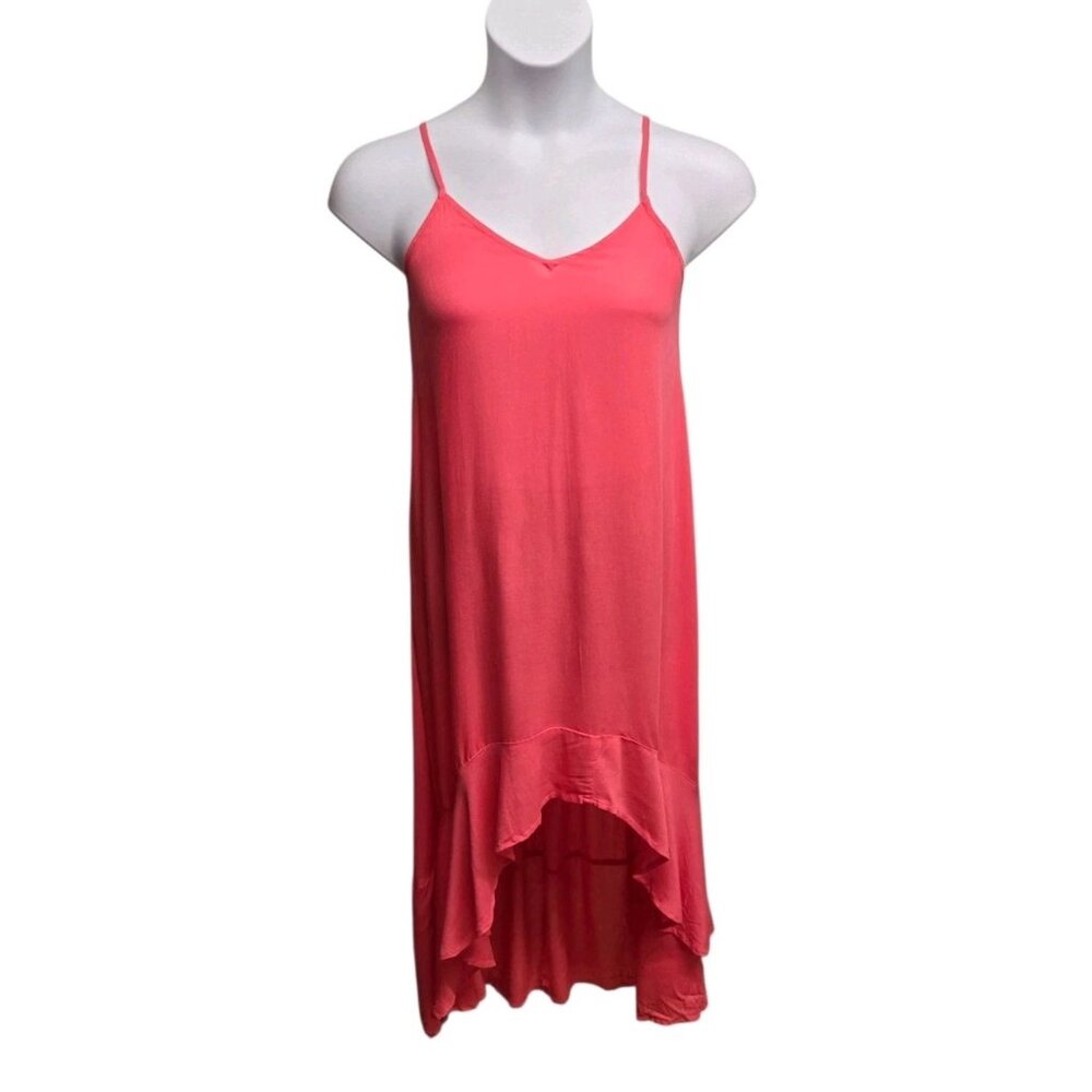 Boho Me Womens Medium Coral Pink High Low Midi Dress  Flowy Resort Wear Vacation